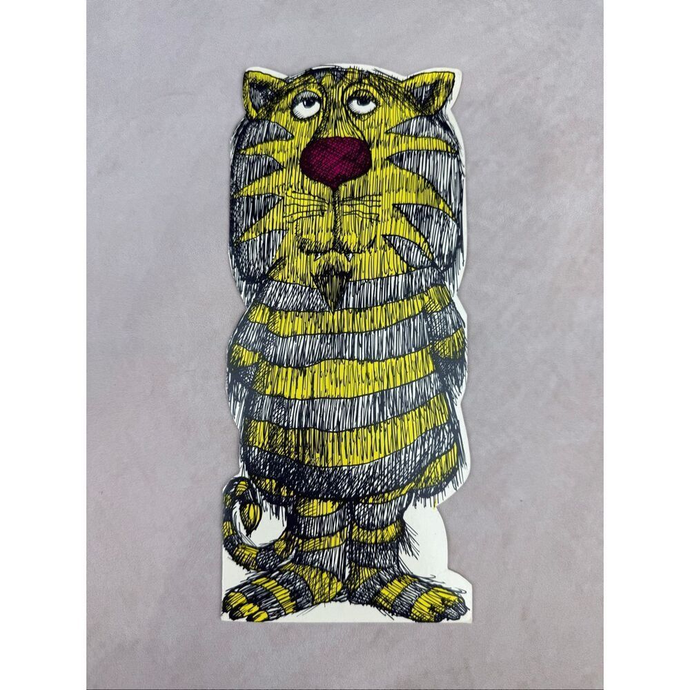 Vintage 1960s Cat Birthday Card Ephemera Mod MCM Tabby Cat Retro